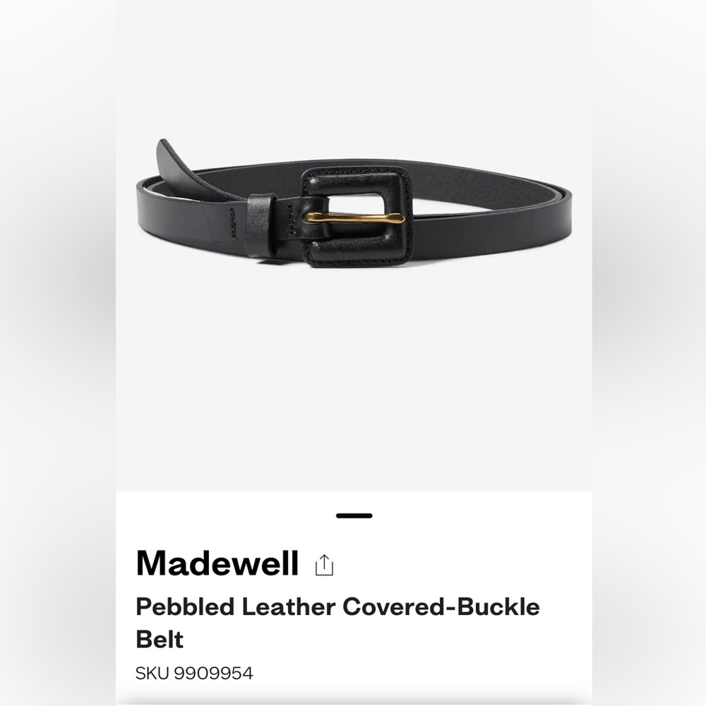 Madewell BLACK Pebbled Leather Covered-Buckle Belt